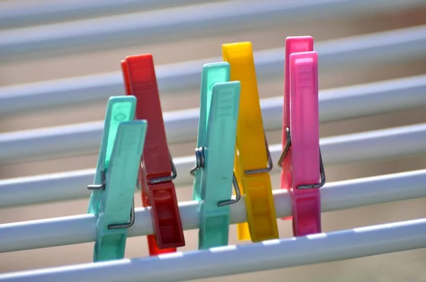 Colourful Plastic Clothes Pegs — Stock Photo, Image