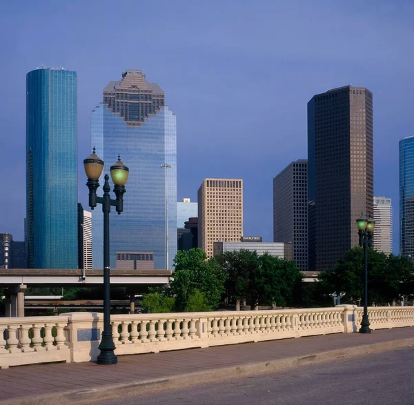 Usa Houston Utsikt Från Sabine Street Till Skyline Nordamerika — Stockfoto