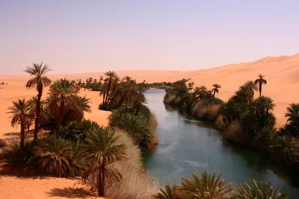 Der See Maa Den Sanddünen Von Ubari Libyen Afrika — Stockfoto