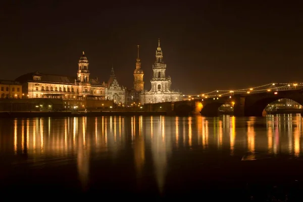 Scena Notturna Dresda Germania Europa — Foto Stock