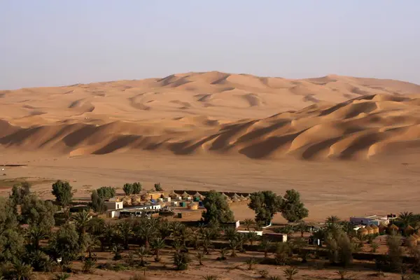 Vista Campo Areia Ubari Perto Terkiba Líbia África — Fotografia de Stock