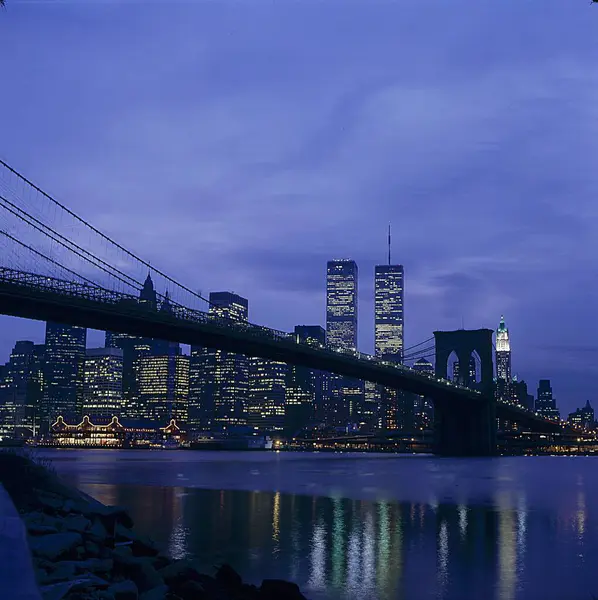 Brooklyn Bridge Manhattan Skyline Framför World Trade Center New York — Stockfoto