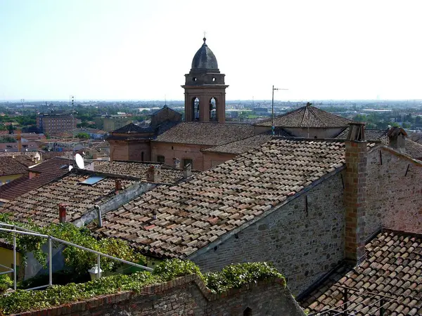 Biserică Acoperiș Din Gresie Orașul Vechi Santarcangelon Roma Emilia Romagna — Fotografie, imagine de stoc