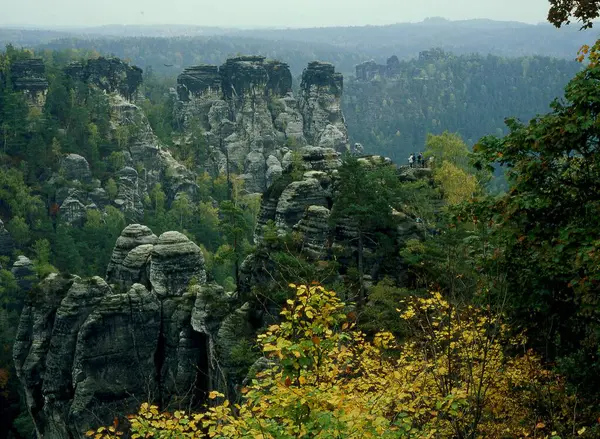 Góry Piaskowca Łaby Bastei Saksonia Niemcy Europa — Zdjęcie stockowe