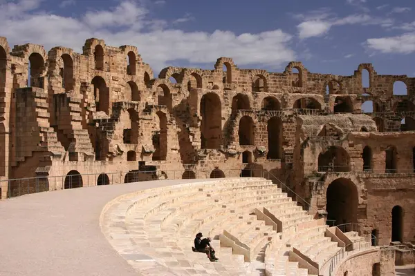 Tercer Anfiteatro Más Grande Del Mundo Romano Jem Túnez África —  Fotos de Stock