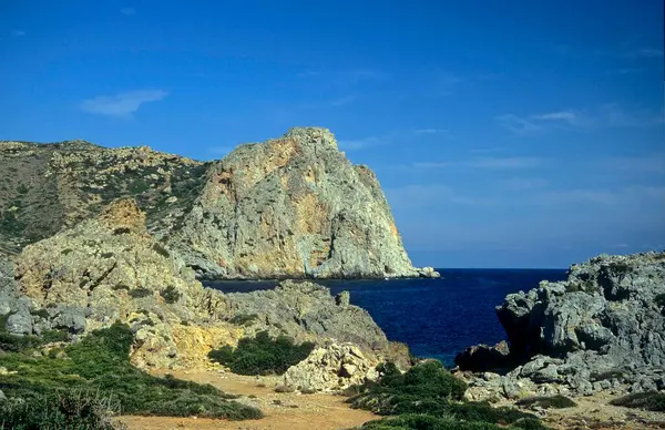 Baia Rocciosa Vicino Falassarna Creta Grecia Europa — Foto Stock