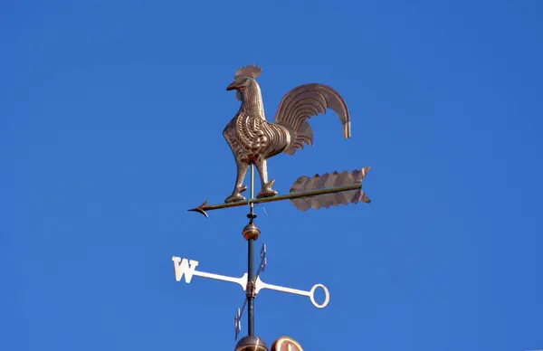 Sheet Copper Weathercock House Roof — Stock Photo, Image