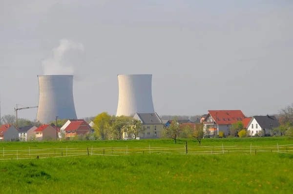 Nuclear power plant : Philipsburg after shutdown cooling tower houses near nuclear power plant