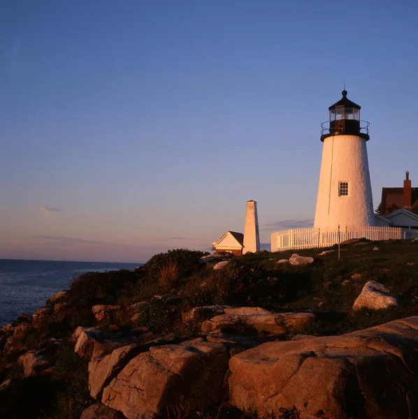 Sunrise Pemaquid Light 1827 Pemaquid Peninsula Maine Usa North America — 图库照片