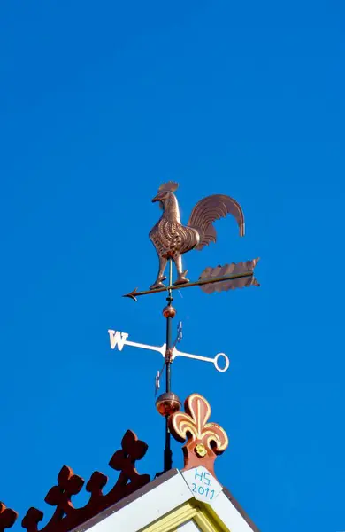 Sheet Copper Weathercock House Roof — Stock Photo, Image