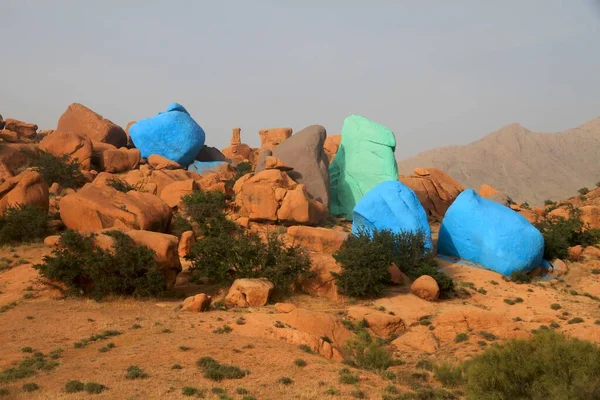 Gekleurde Rotsen Het Berglandschap Bij Tafraoute Antiatlas Marokko — Stockfoto