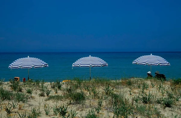 Zakynthos Alykes Beach Sunshade — Stock Photo, Image