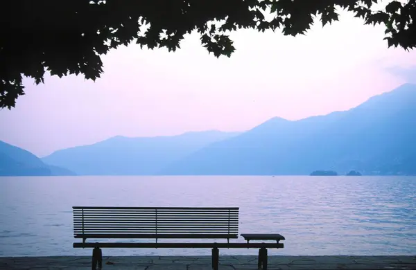 Lake View Sunset Bank Longing Ascona Lake Maggiore — Stock Photo, Image