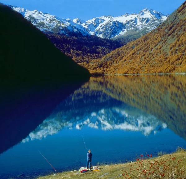Podzimní Scenérie Jezero Schnalztalu Schnalstal Vinschgau Jižní Tyrolsko Itálie Podzimní — Stock fotografie