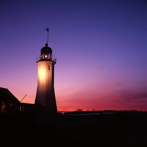 Sunrise Lighthouse Sunrise Old Situate Shore Clingfish 1810 Scituate Massachusetts — Foto Stock