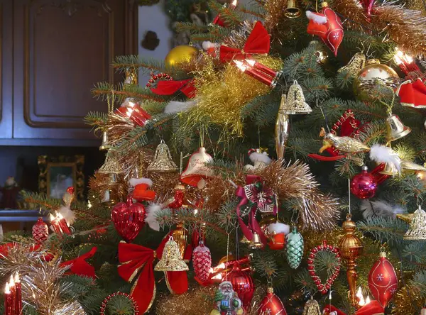 Decorated Christmas Tree Close — Stock Photo, Image