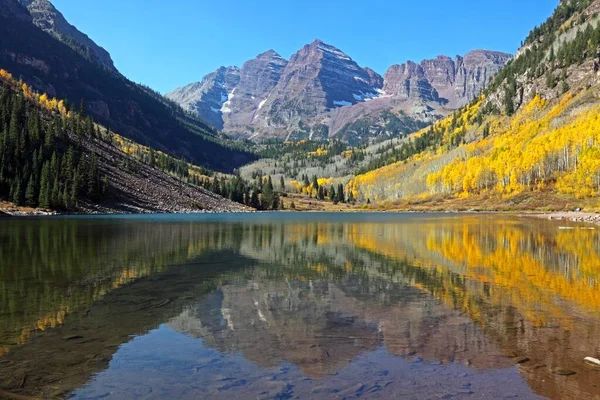 Maroon Bells Lake Reflection Aspen Usa Nordamerika — Stockfoto