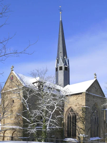 Pátio Mosteiro Com Igreja Mosteiro Mosteiro Maulbronn Com Neve Inverno — Fotografia de Stock