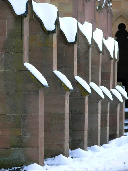 Klosterhof Mit Klosterkirche Und Kloster Maulbronn Mit Schnee Winter — Stockfoto