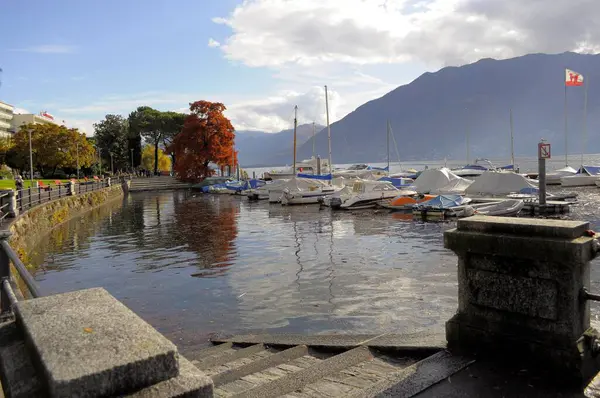 瑞士Maggiore湖 Ticino Locarno 欧洲Maggiore湖上的秋天 — 图库照片