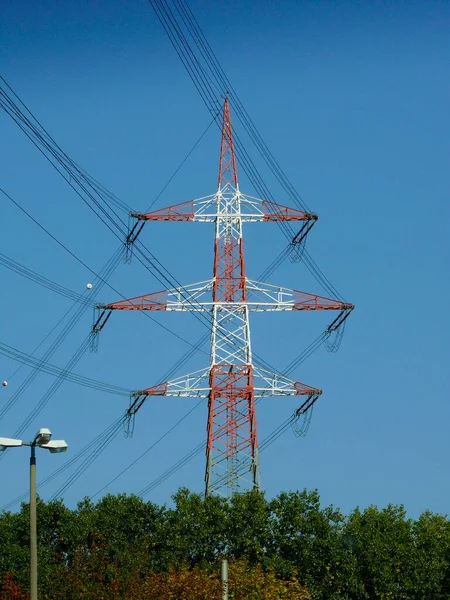 Pilones Potencia Líneas Eléctricas Eléctricas Líneas Aéreas Electrosmog —  Fotos de Stock