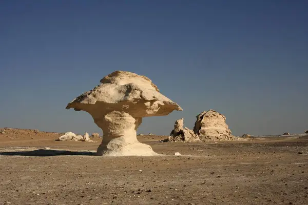 Bizarre limestone formations characterise the White Desert, Egypt, Africa