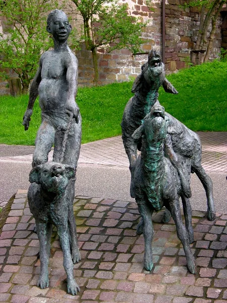 Fountain Figures Shepherd Sheep Fountain, Sheep Fountain Maulbronn Baden-Wrttemberg Germany
