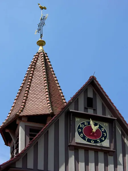 Church Clock Church Roof Weathercock Time Church Clock Church Roof — Stock Photo, Image