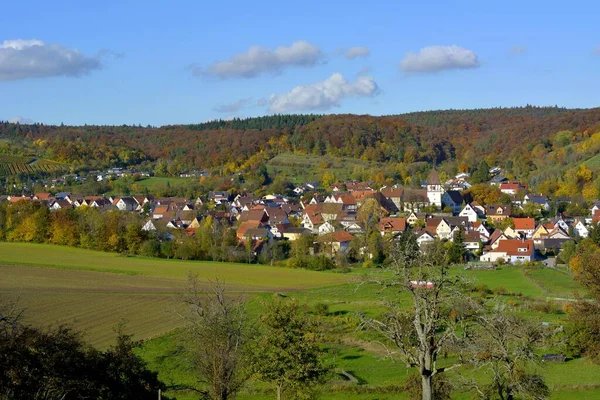 Hfnerhaslach Färgglada Vingårdar Hösten Gndelbach Tyskland Europa — Stockfoto