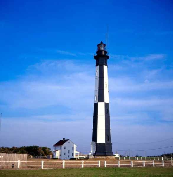 バージニア州 ノーフォーク バージニアビーチ フォートストーリー ニューケープヘンリー灯台 1878 古い灯台 ファーストランディングパーク チェサピーク湾 北アメリカ — ストック写真