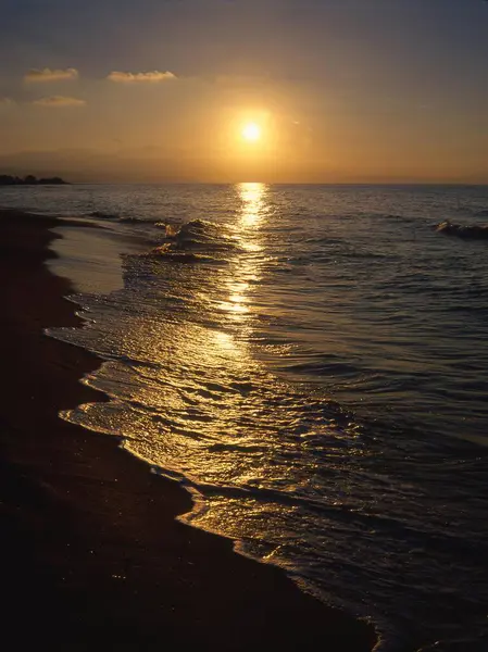 Solnedgang Stranden Ved Rethimnon Kreta Grækenland - Stock-foto