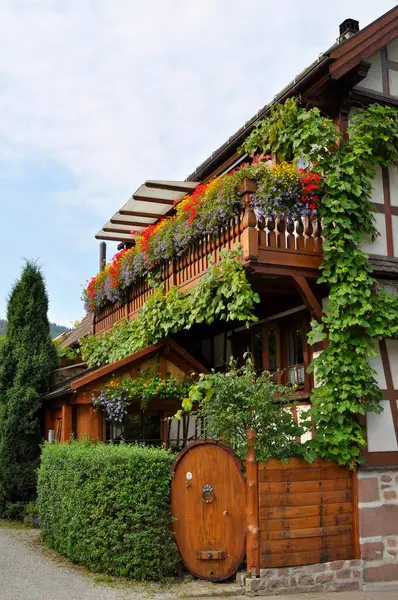 North Black Forest Loffenau Overgrown Balcony Flowers — Stock Photo, Image