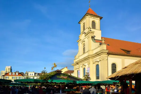 Baden Wrttemberg Ludwigsburg Christmas Market Market Square Catholic Parish Church — Stock Photo, Image