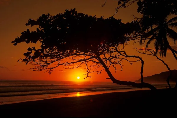 Pôr Sol Junto Mar Pacífico Costa Rica América Central — Fotografia de Stock
