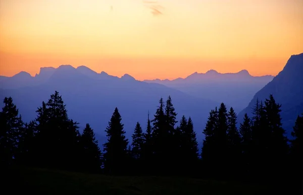 Plessur Alps Ελβετία Ηλιοβασίλεμα Στο Berghaus Scara — Φωτογραφία Αρχείου
