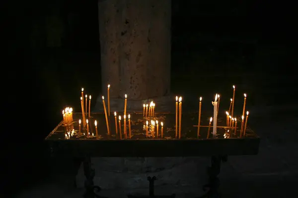 Velas Oração Mosteiro Haghartsin Perto Dilijan Armênia Ásia — Fotografia de Stock