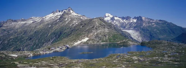 Grimsel Pass Com Totem Lake Canton Berna Valais — Fotografia de Stock
