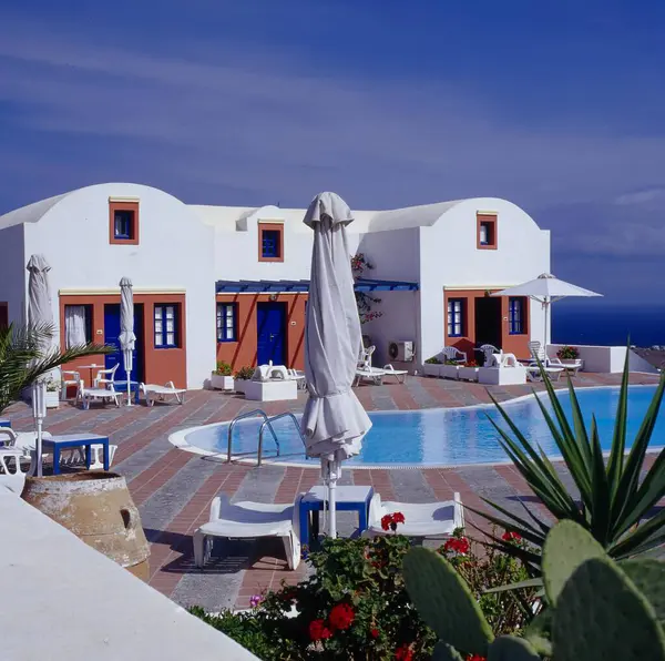 Laokasti Villas Semesterklubb Oia Norra Delen Cyclades Egeiska Havet Santorini — Stockfoto