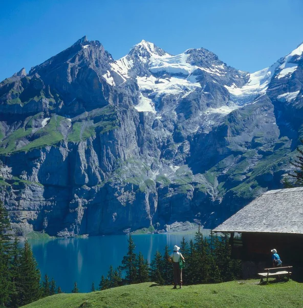 Lake Schinen Kandersteg Rothorn Blemlisalp Switzerland Bernese Oberland Europe — Stock Photo, Image