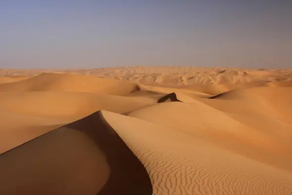 Panoramisch Uitzicht Top Van Een Duintop Zandduinen Van Ubari Libië — Stockfoto