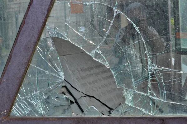 Cruz Vandalism Broken Glass Santa Cruz Tenerife Tenerife Island Spain — Stock Photo, Image