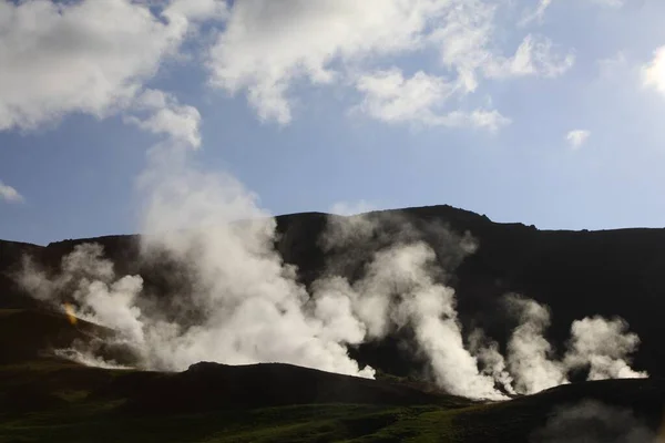 Nuvens Vapor Sobre Campo Térmico Islândia — Fotografia de Stock