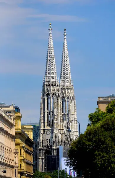 Áustria Viena Votivkirche Igreja Católica Romana Europa — Fotografia de Stock