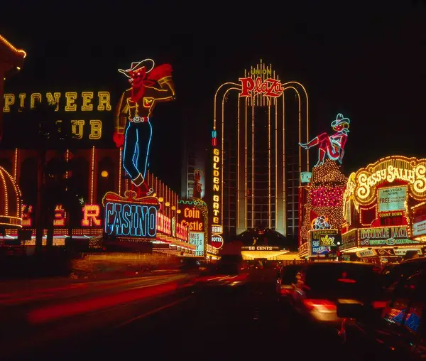 Лас Вегас Центр Міста Вночі Сша Невада — стокове фото