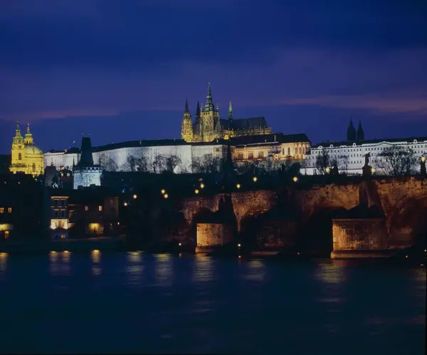 Hradany Noite Praga Castelo Pra — Fotografia de Stock