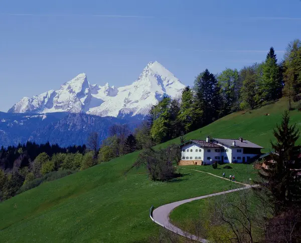 Ferme Dans Berchtesgadener Land Près Maria Gern Avec Vue Sur — Photo