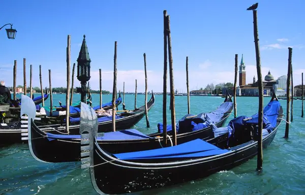 Gondolas Hav Venedig Italien Europa — Stockfoto