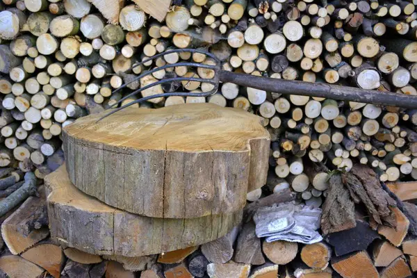 Firewood Store Pitchfork — Stock Photo, Image