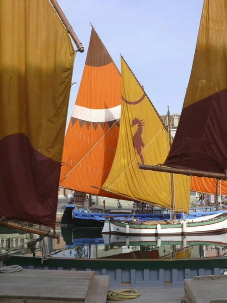 Италия Романья Кьятико Адриатическом Море Гавани Старые Салютные Лодки Европа — стоковое фото