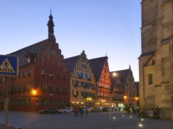 Bavaria Dinkelsbhl Centre Old Town Night View — Stock Photo, Image